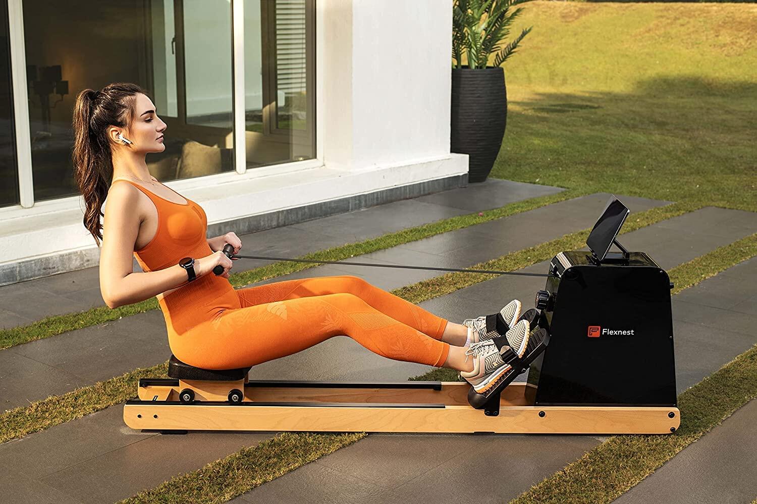 Flexnest Flexrower Bluetooth-Enabled Magnetic Rowing Machine for Home Gym Black