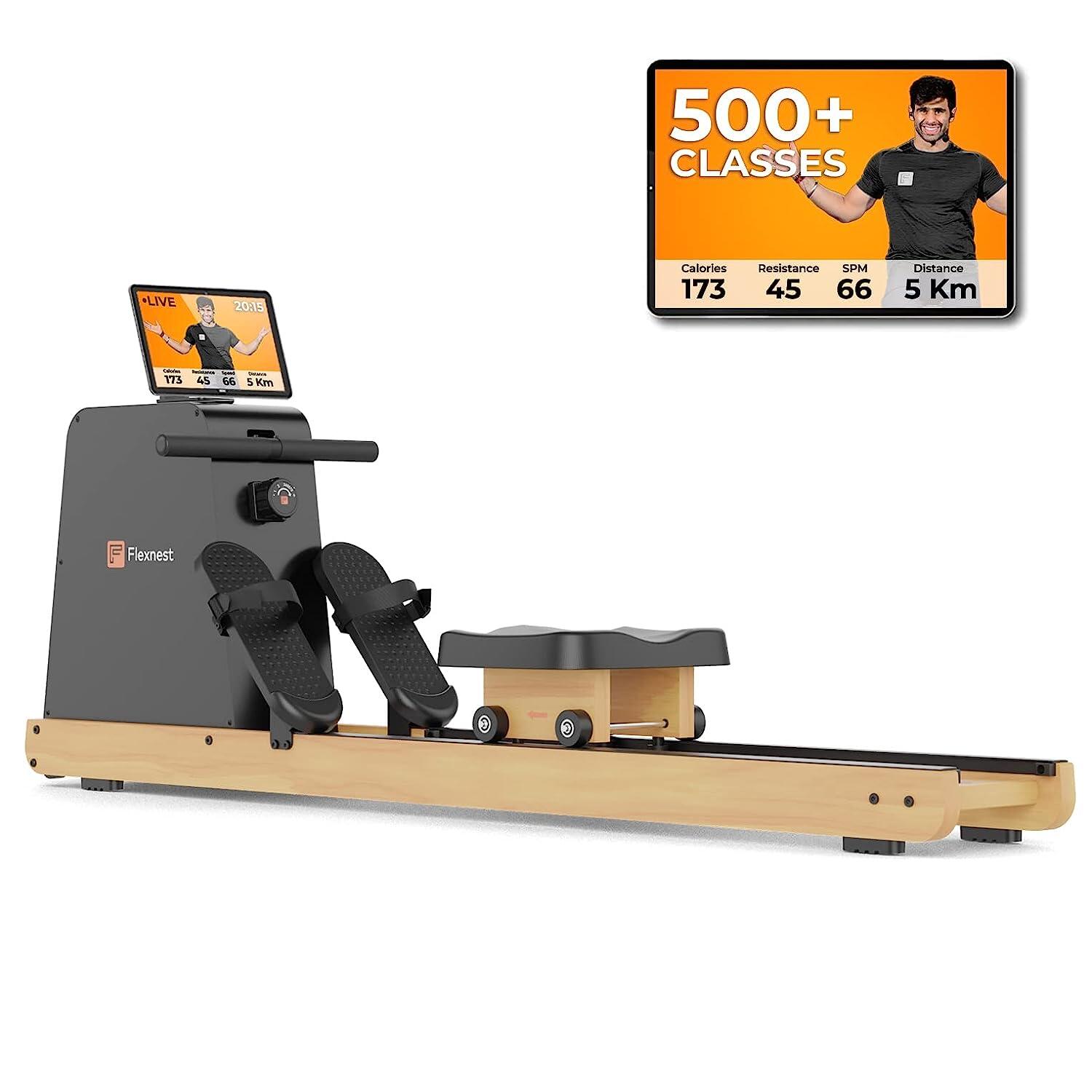 Flexnest Flexrower Bluetooth-Enabled Magnetic Rowing Machine for Home Gym Black