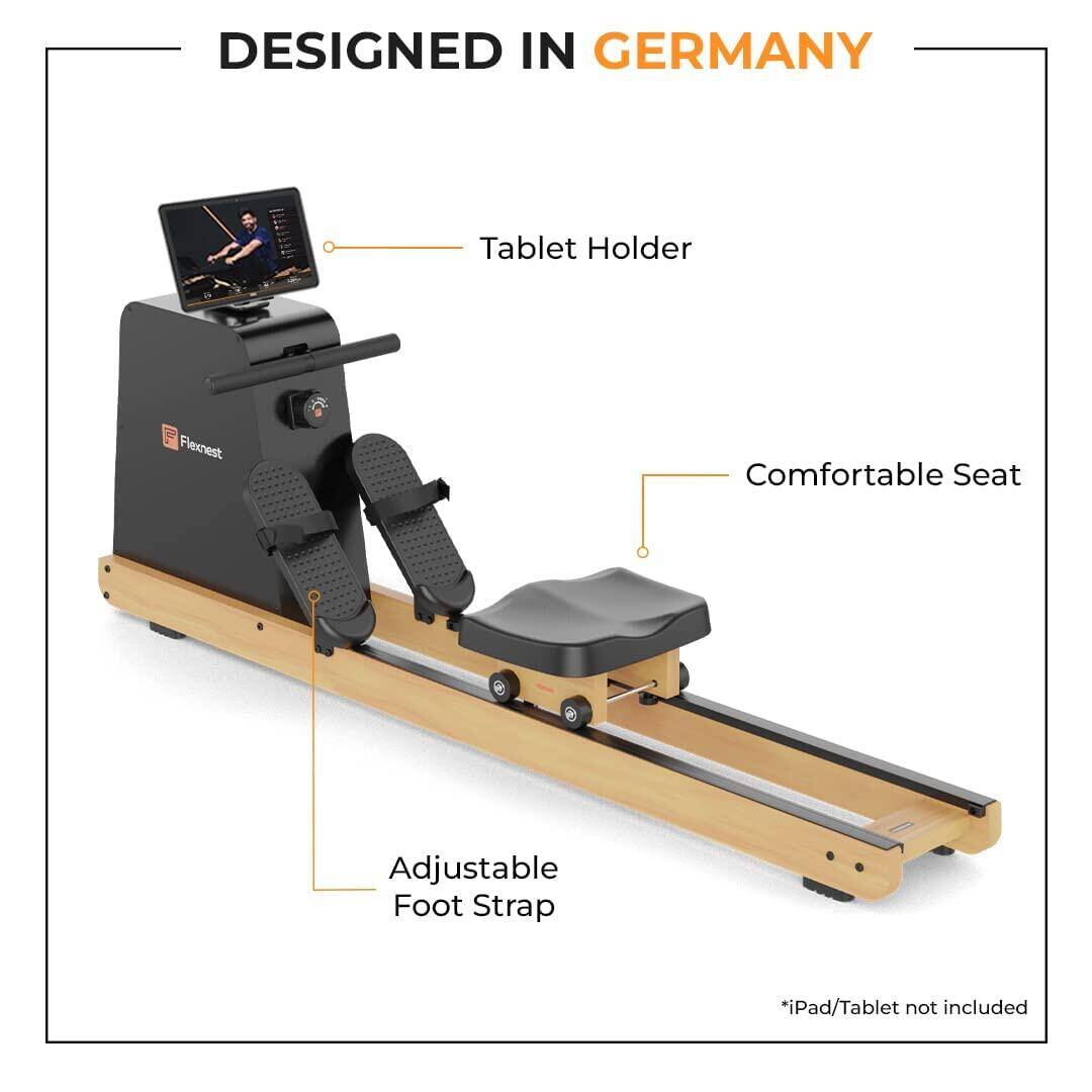 Flexnest Flexrower Bluetooth-Enabled Magnetic Rowing Machine for Home Gym Black -  3