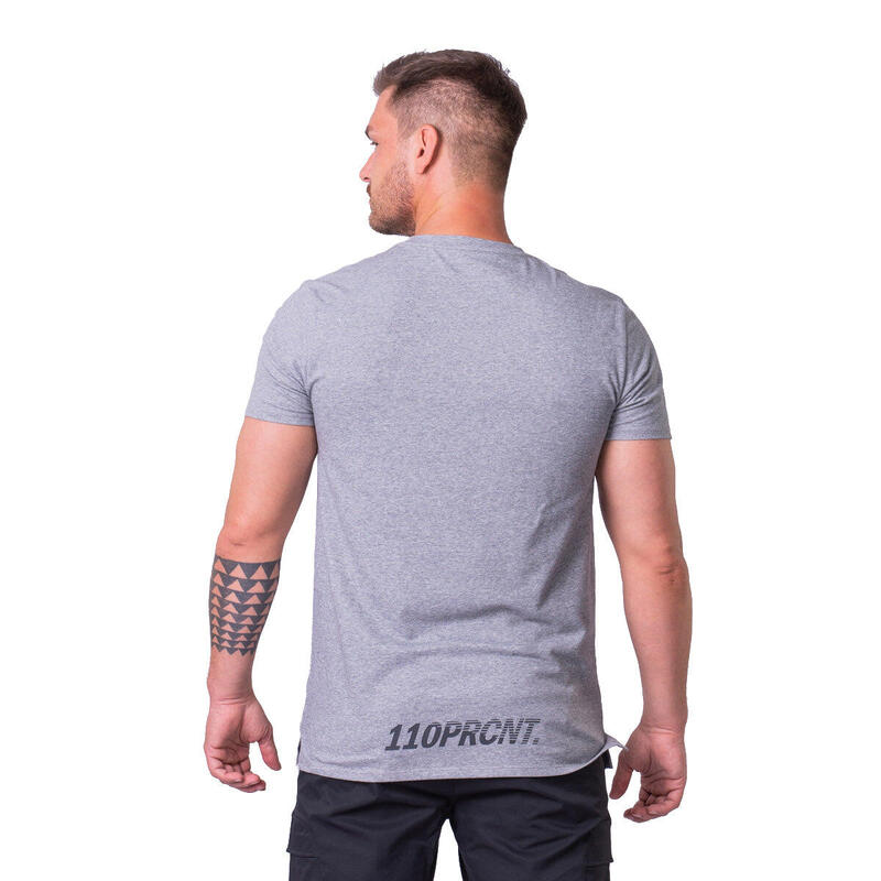 Men Printed Loose-Fit Gym Running Sports T Shirt Fitness Tee - GREY