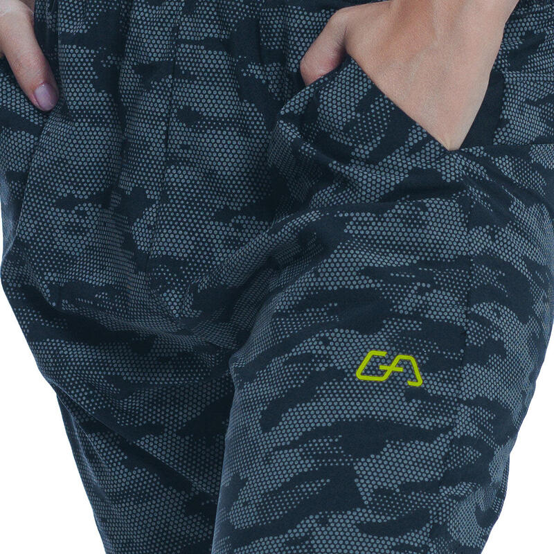 Women Printed Long Sweatpants with Zipper - Grey