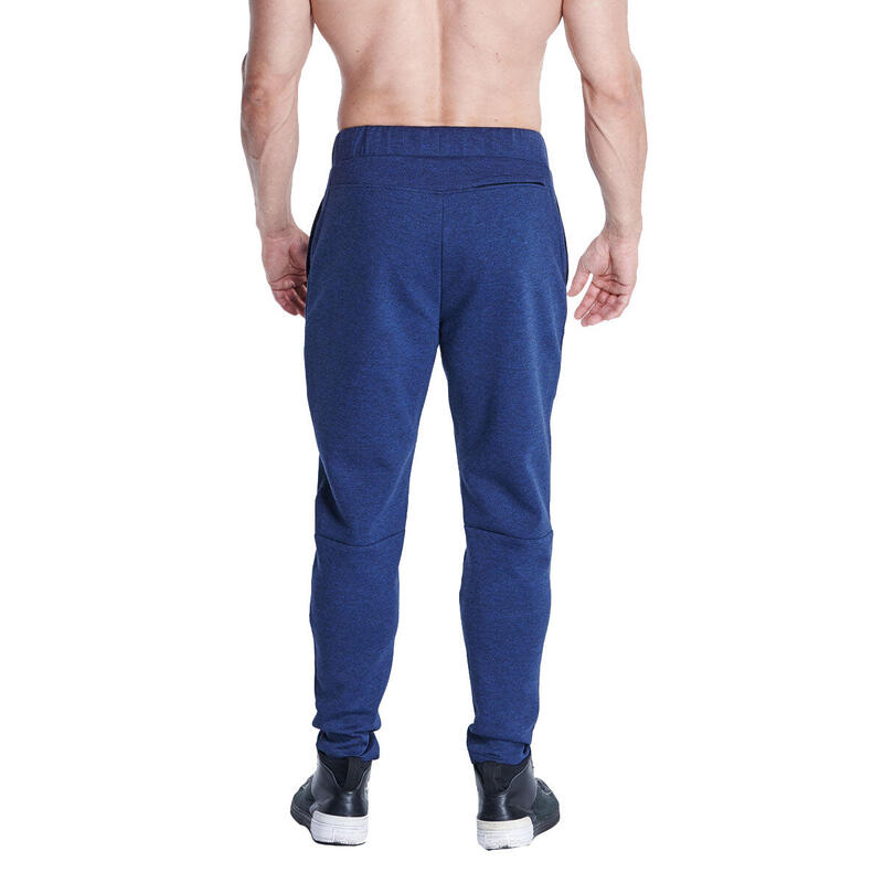 Men Sideband Waterproof Long Sweatpants with Zipper - Navy blue
