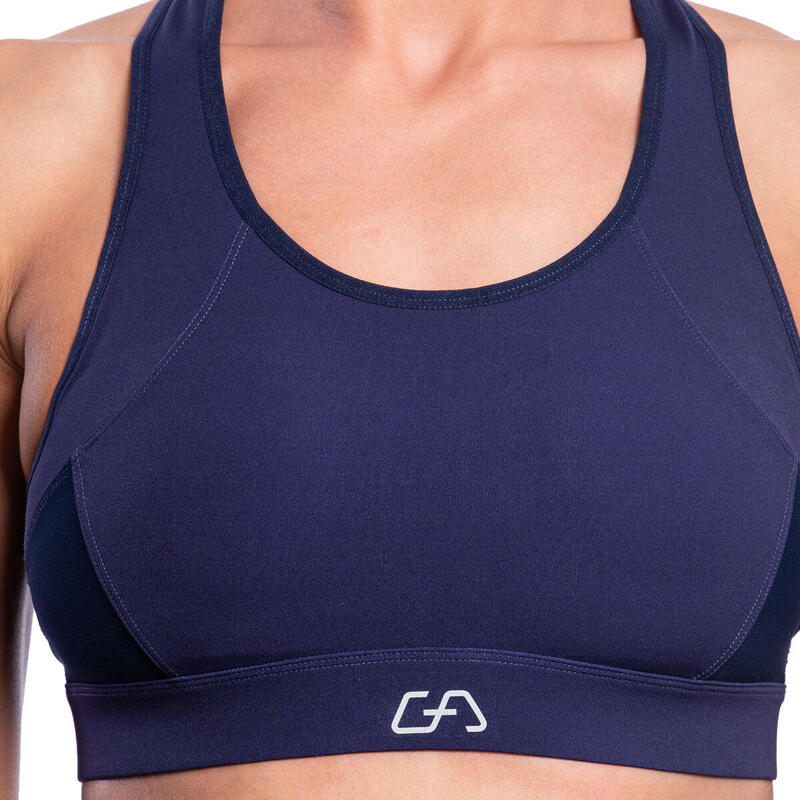 Women HookBack High impact Supportive Yoga Running Sports Bra - Navy blue