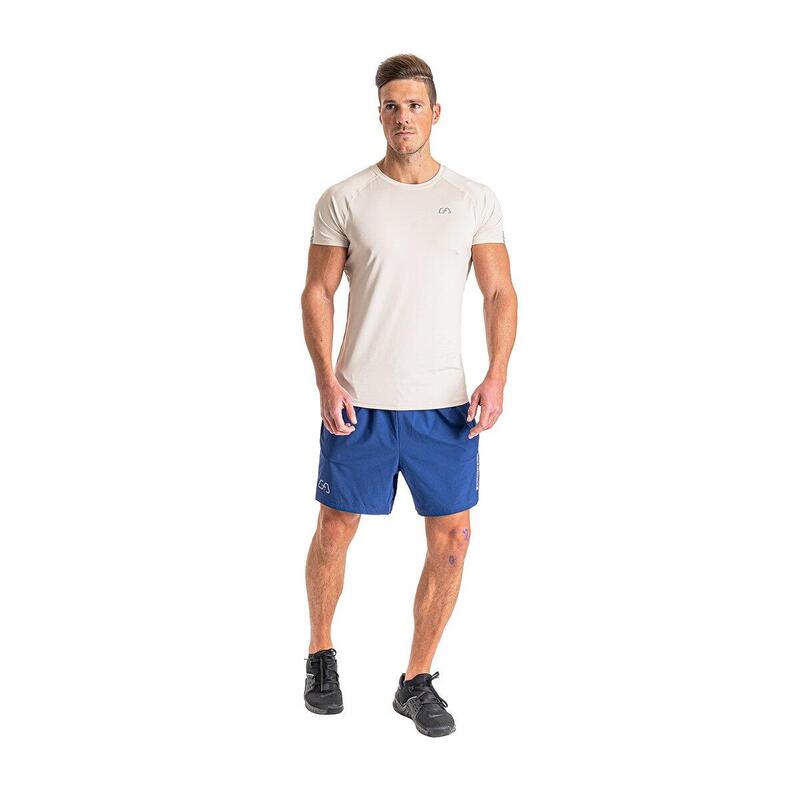 男裝6in1修身彈性跑步健身短袖運動T恤上衣 - 白色