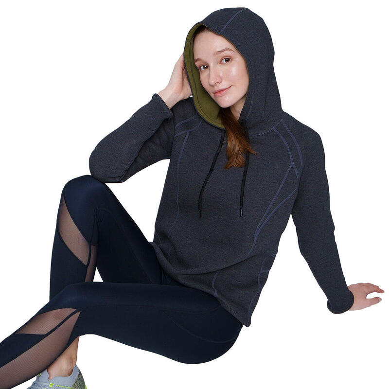 Women Reversible Lightweight Hooded Sweatshirts Hoodie - BLACK