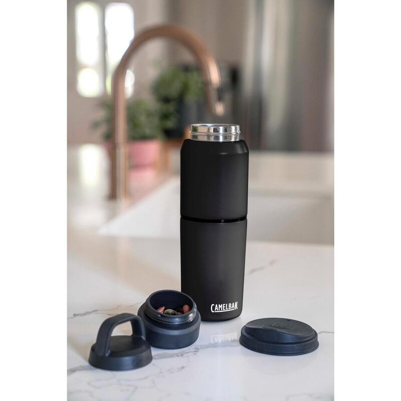 Multibev Insulated Stainless Steel Bottle with Cup 0.65L - Black