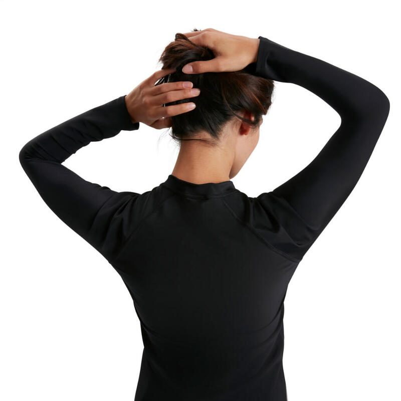Eco Endurabrite Ladies' Essential Zip Front Long Sleeve Rash Top - Black