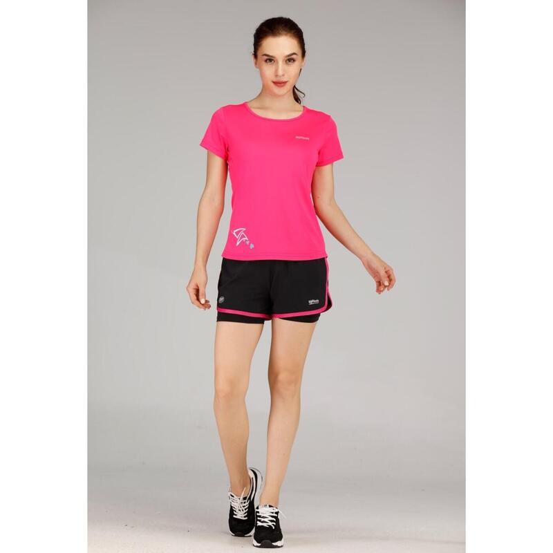 Women Quick Dry 2 in 1 Running Shorts - Pink / Black