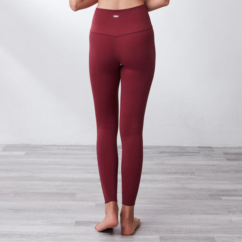 Effortless High V-Waist Cropped Petite Sports Leggings-Burgundy