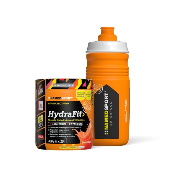 HydraFit Hypotonic drink 400GR+ SPORTBOTTLE HYDRA2PRO 2022 - Red Orange Flavor
