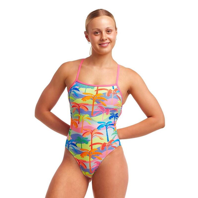 POKA PALM LADIES STRAPPED IN ONE PIECE - PINK