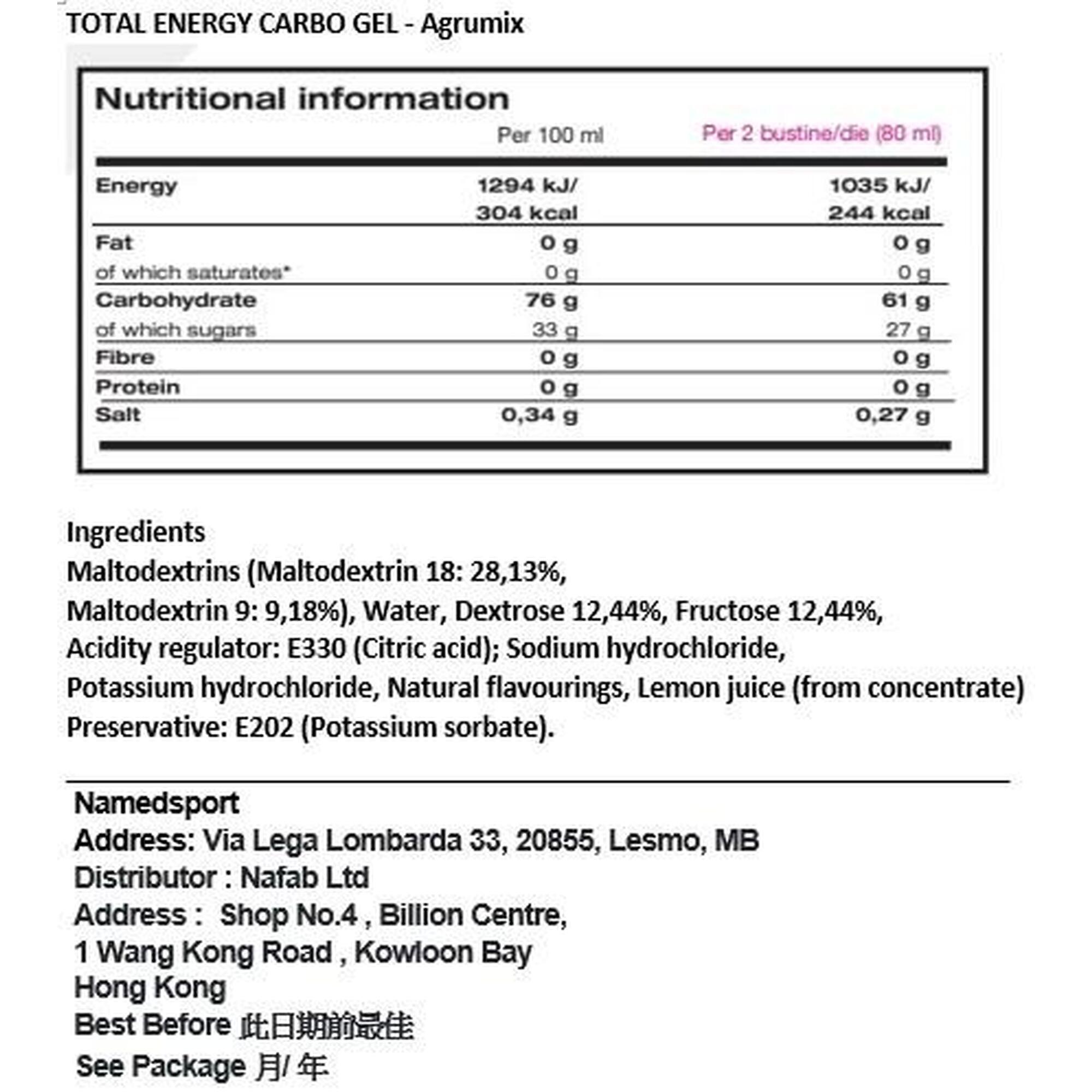 TOTAL ENERGY Carbo Gel 40ml - Orange & lemon