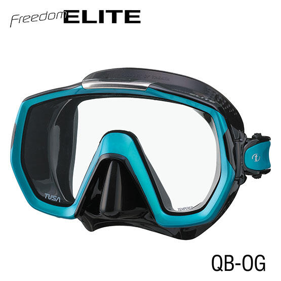 Freedom Elite M1003 黑色硅膠框潛水面鏡 (QB-OG) - 水藍色