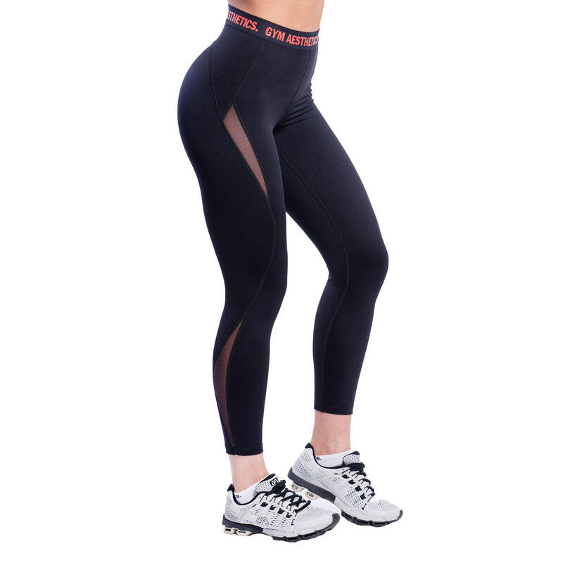 Women GA High-Waist Breathable Activewear Mesh Legging - BLACK