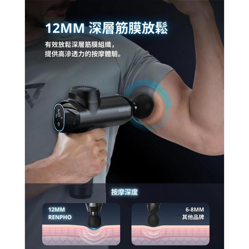 Power 12mm Amplitude Massage Gun - Black