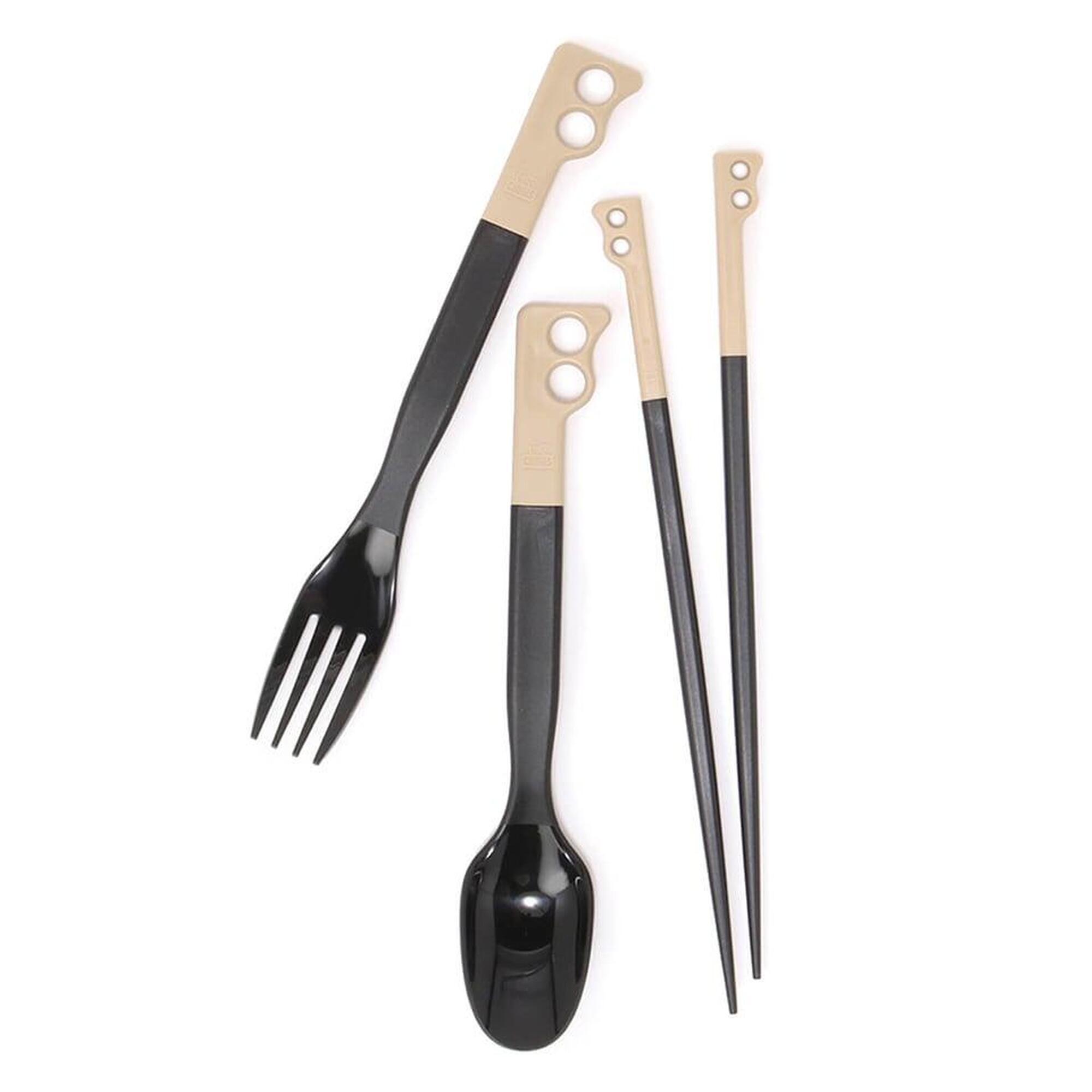 Camper Cutlery Set (3 pieces) - Black/Beige
