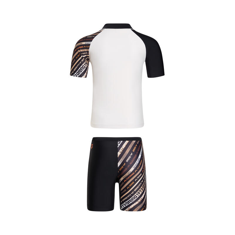 DIAGONAL 3.0 KIDS SHORT SLEEVE SUN PROTECTION SET - BLACK/WHITE