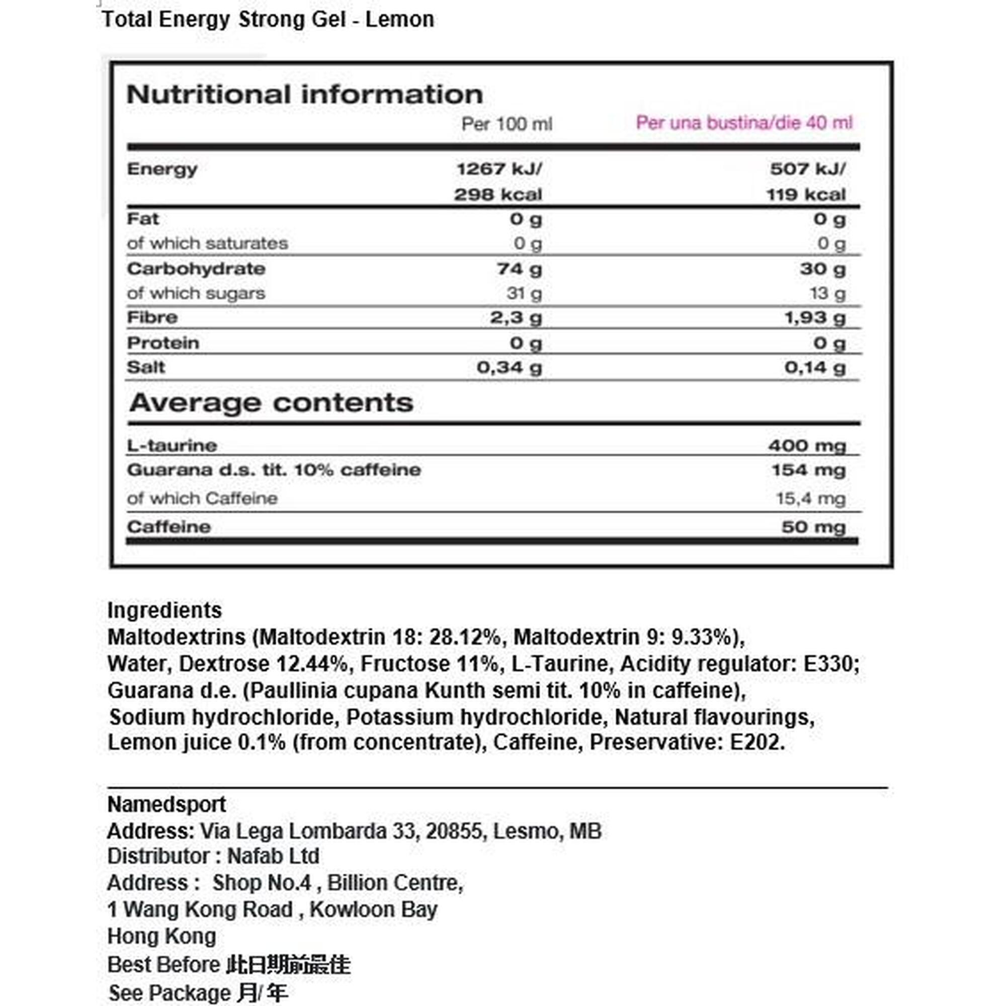 Total Energy Strong Gel 40g - Lemon