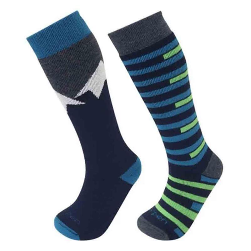 Merino Ski 2 Pack Kids' Ski Socks (2 Packs) - Blue