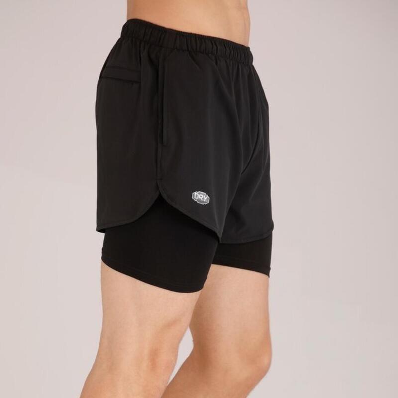 Adult Unisex Quick Dry 2 in 1 Running Shorts - Black