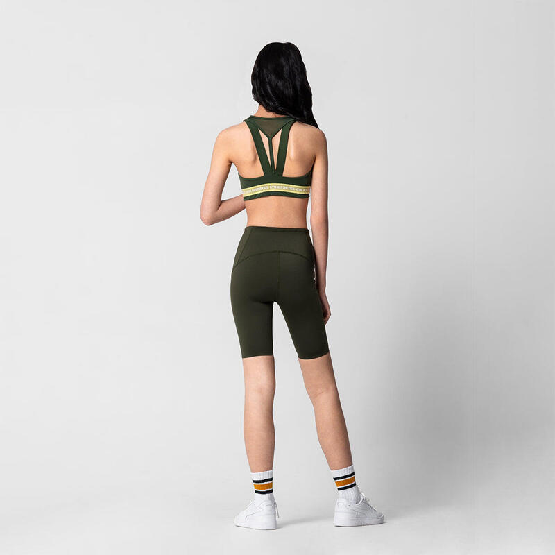 Women GA Activewear High Waist Mesh Fitness Tight shorts - OLIVE GREEN