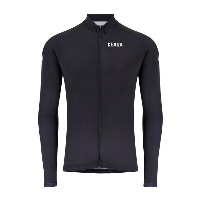 Womens Essential Long Sleeved Cycling Jersey - Black 1/5