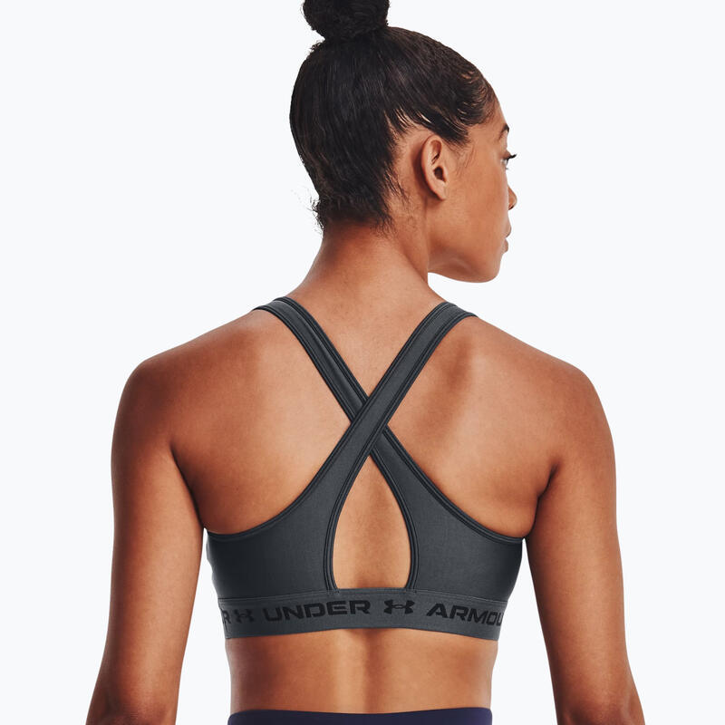 Bustieră fitness Under Armour Crossback Mid, Cenușiu