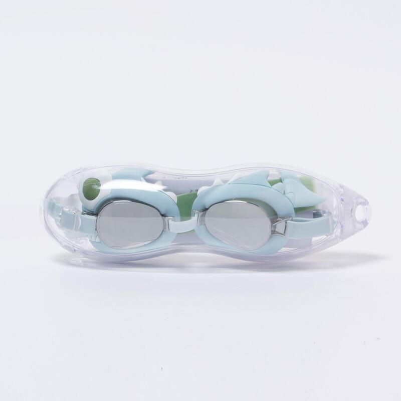 Khaki Shark Tribe Mini Swim Goggles - Blue