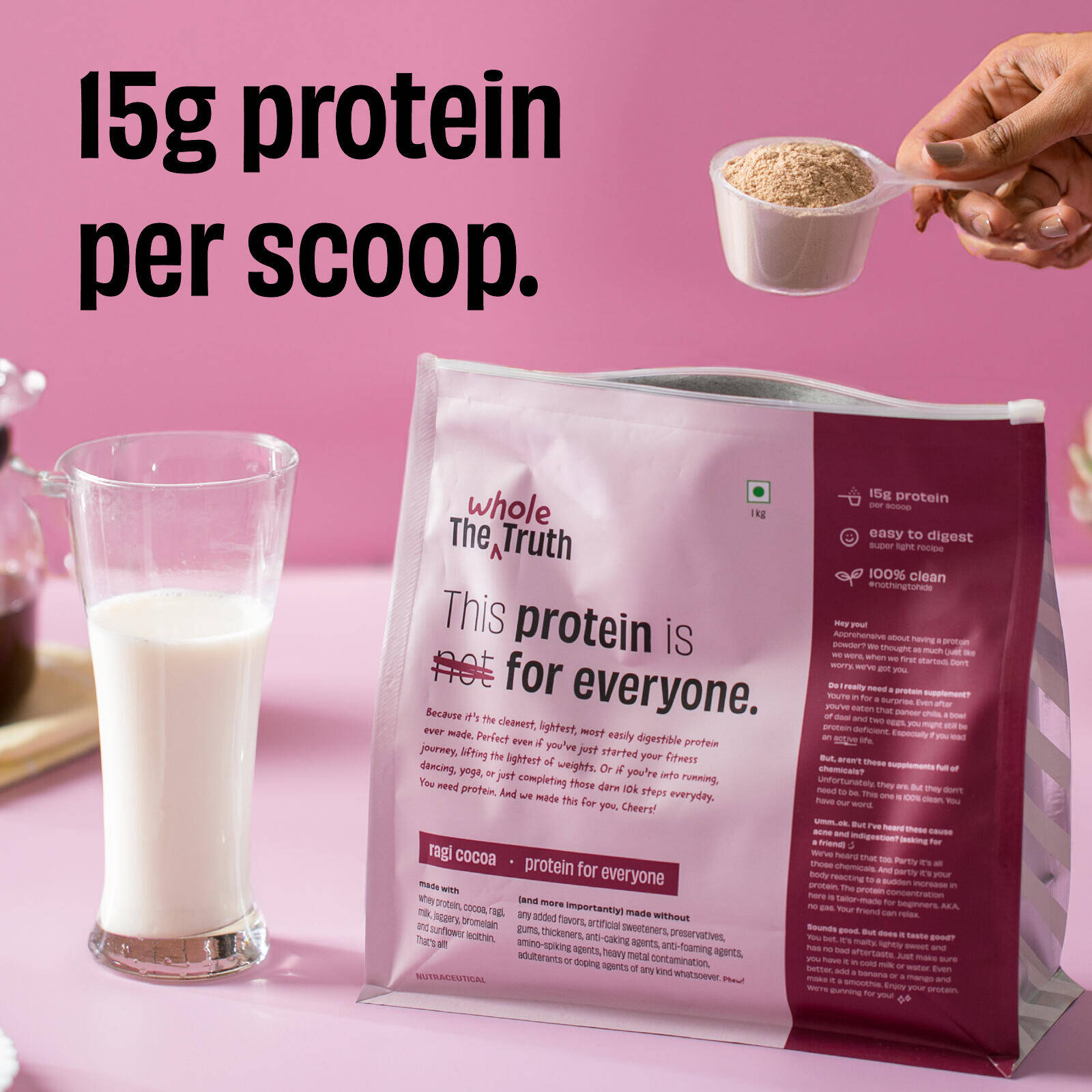 The Whole Truth Beginners Protein Powder Ragi Cocoa 15g Protein -  3