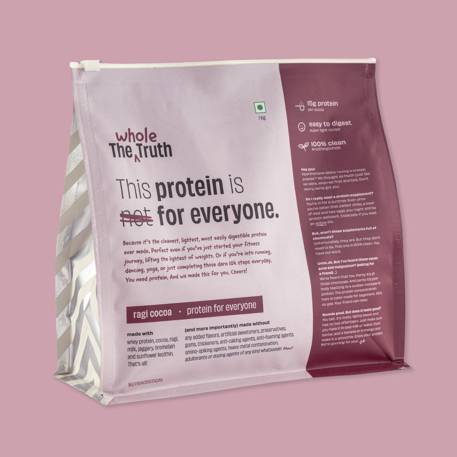 The Whole Truth Beginners Protein Powder Ragi Cocoa 15g Protein -  1