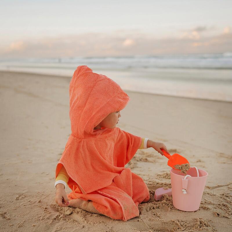 玫瑰海星沙灘連帽浴巾 - 橙色