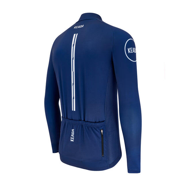 Maglia da ciclismo essenziale a maniche lunghe da donna - Blu navy 3/5