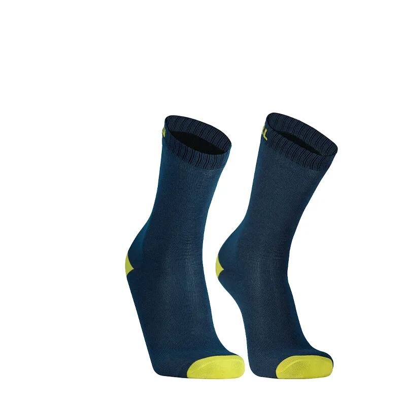 成人中性超薄防水中筒登山襪 - 藍色/黃色