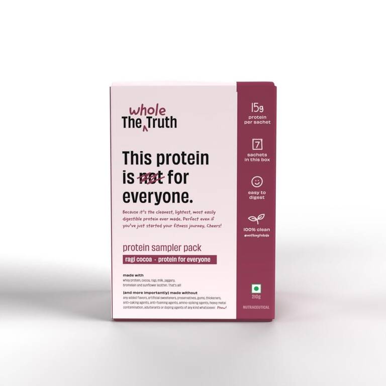 The Whole Truth Protein Powder Sampler Pack Ragi Cocoa Pack of 7 15g Protein