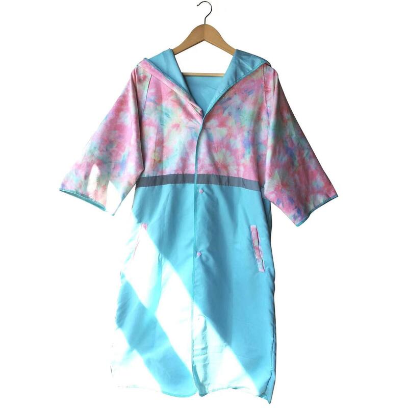 Adult Unisex UPF 50+ Windproof Quick-drying Microfiber Beach Poncho - Pink/Blue