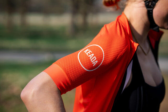 Maillot de cyclisme essentiel à manches courtes pour femme - Orange 4/5
