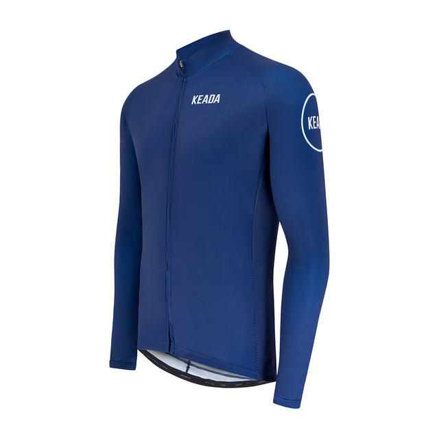 Mens Essential Long Sleeved Cycling Jersey - Navy 2/5