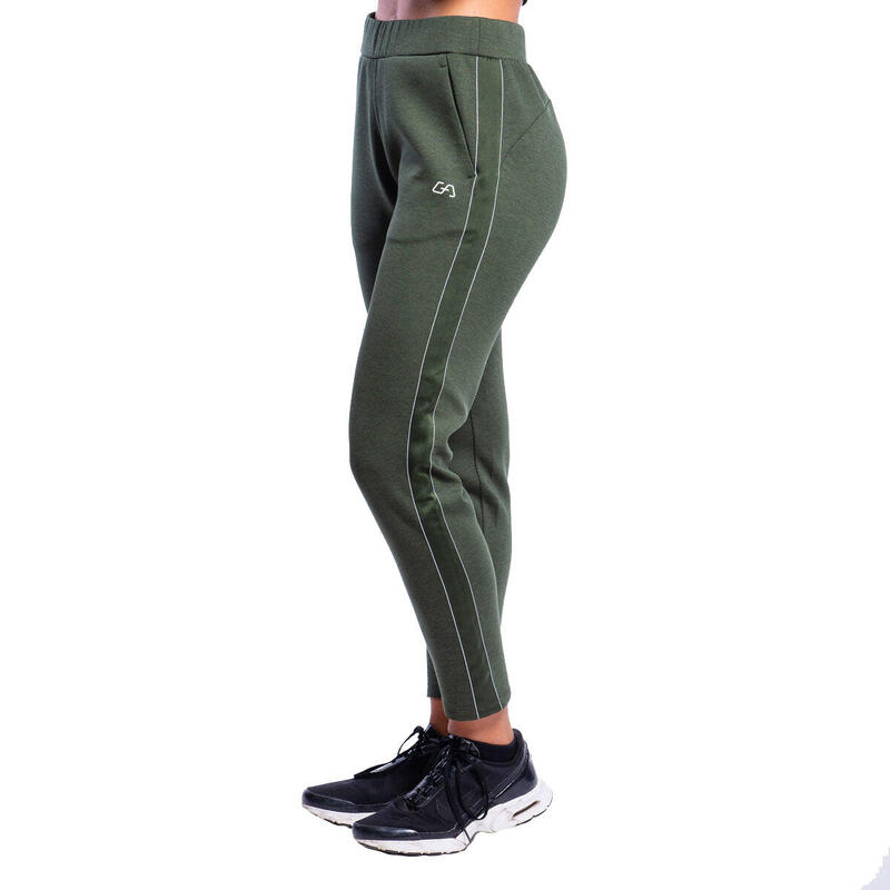 Women GA Long Sweatpants with Zipper - Black olive
