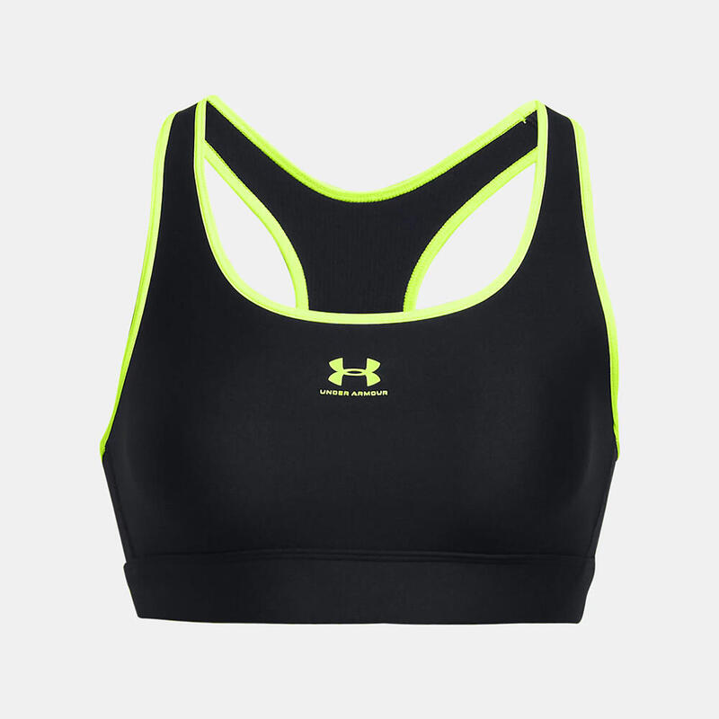 Sujetador Under Armour Sin Relleno Negra Y Amarilla Fluorescente.