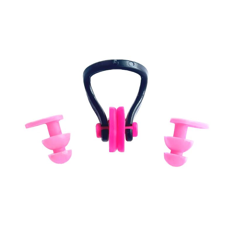 CUBE SWIMMING EAR PLUG & NOSE CLIP SET - BLACK/PINK