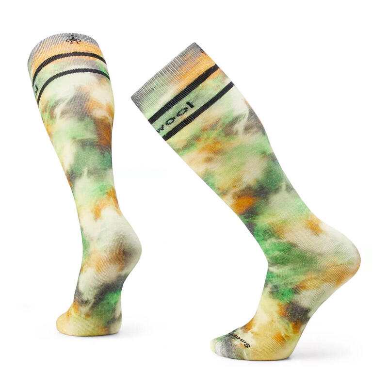 Ski Full Cushion Groovy Tie Dye Print OTC Men Socks - Winter Moss