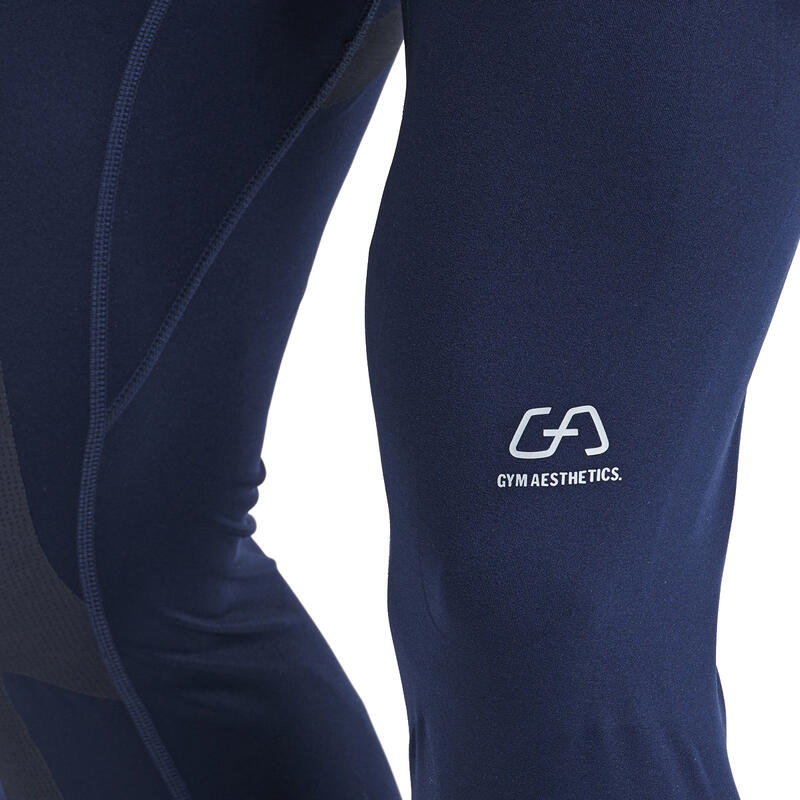 男裝SidePrint高強度支持壓縮緊身褲 - 深藍色