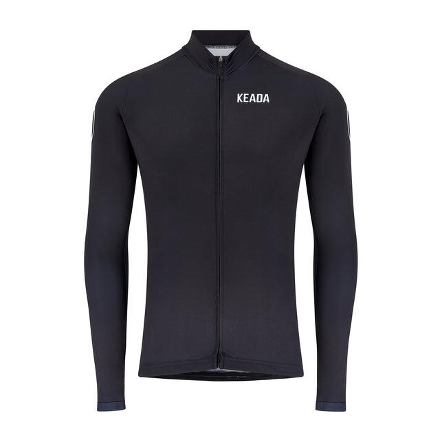 Mens Essential Long Sleeved Cycling Jersey - Black