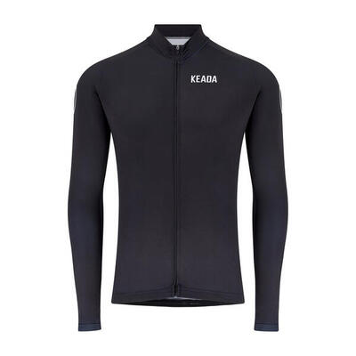 Essentieel wielershirt met lange mouwen voor heren - zwart