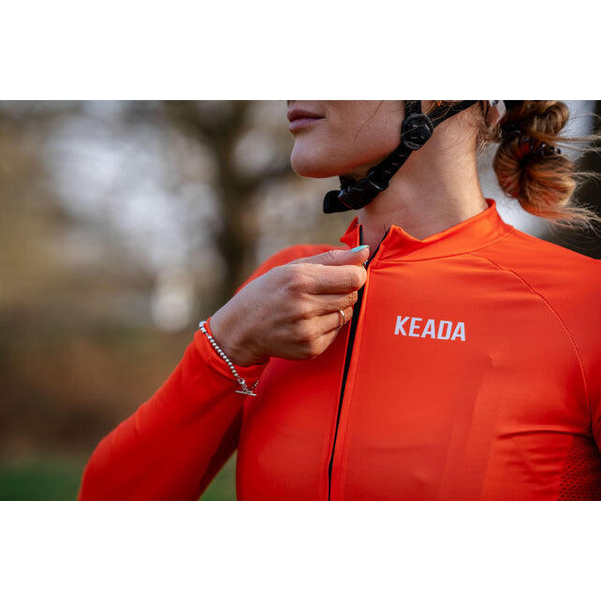 Maillot de cyclisme essentiel à manches longues pour femmes - Orange