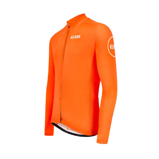 Womens Essential Long Sleeved Cycling Jersey - Orange 2/5