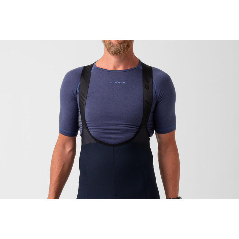 Sous-couche à manches courtes de cyclisme pour hommes Merino Bleu Couronne