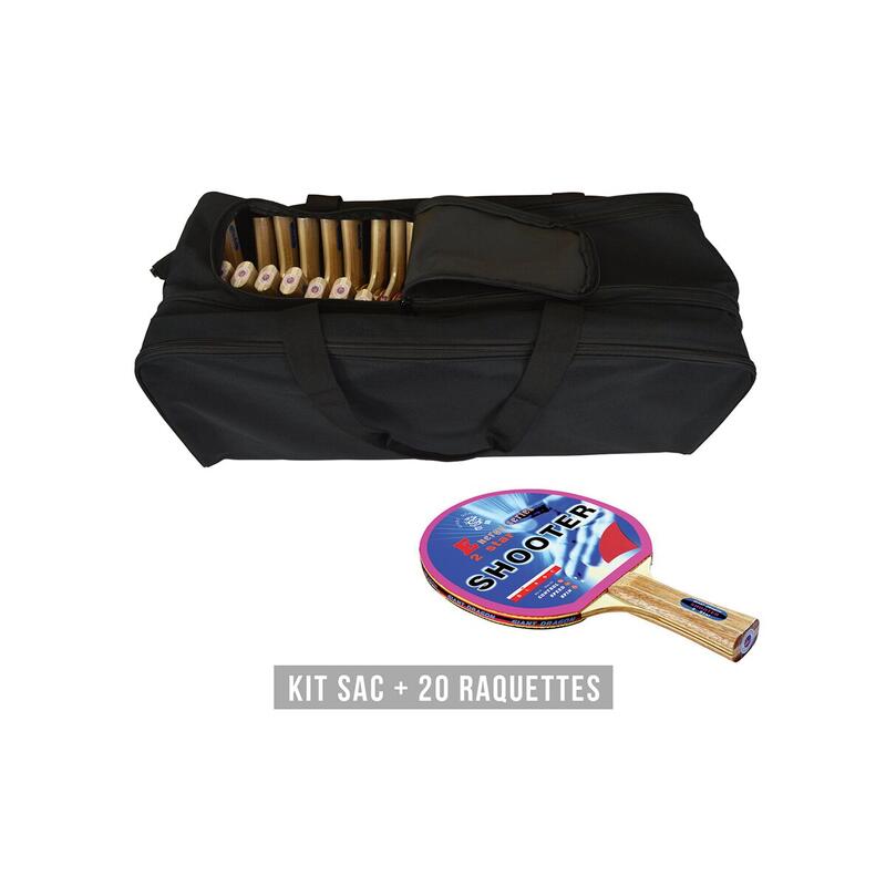 LOT DE 20 RAQUETTES DE TENNIS DE TABLE SHOOTER AVEC SON SAC Sporti