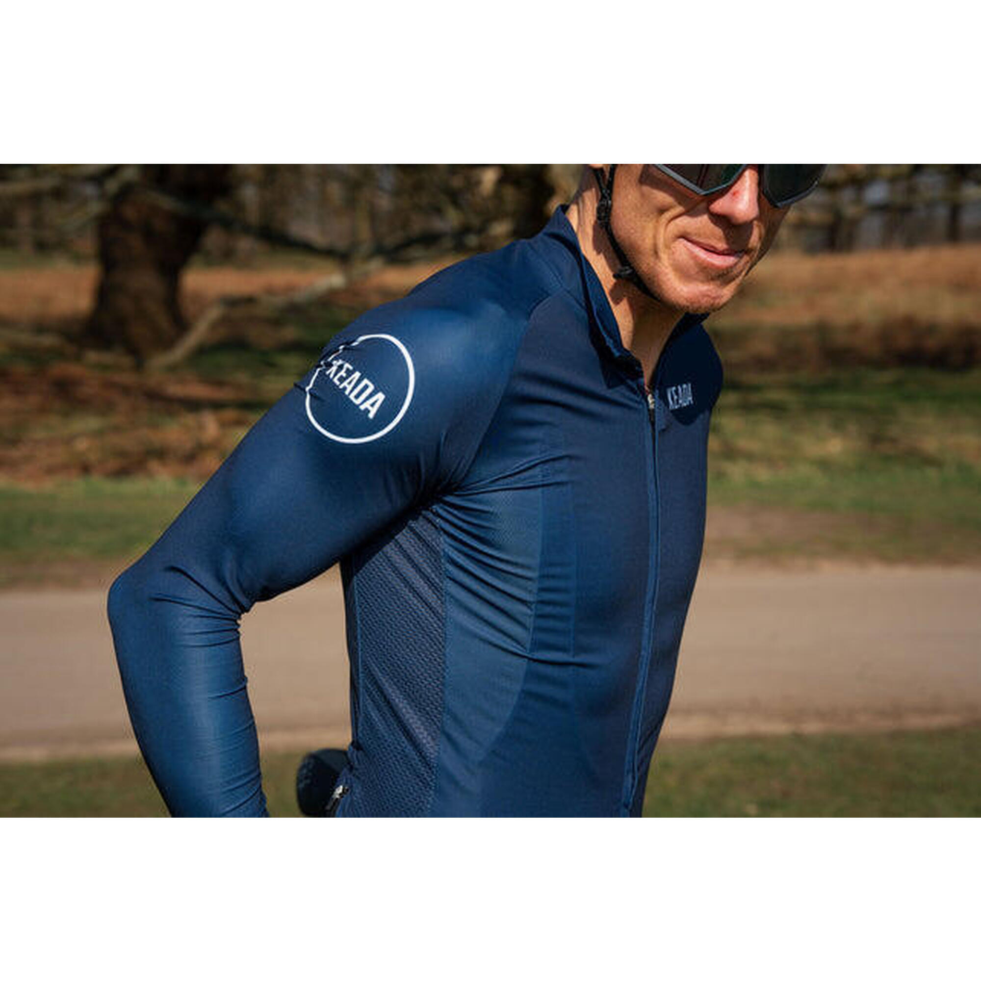 Maillot de cyclisme essentiel à manches longues pour hommes - Marine