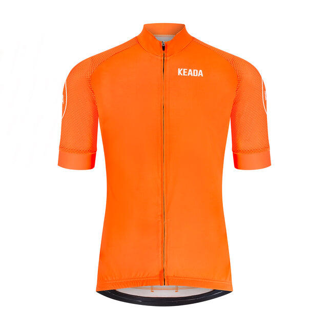 Mens Essential Short Sleeved Cycling Jersey - Orange 1/5